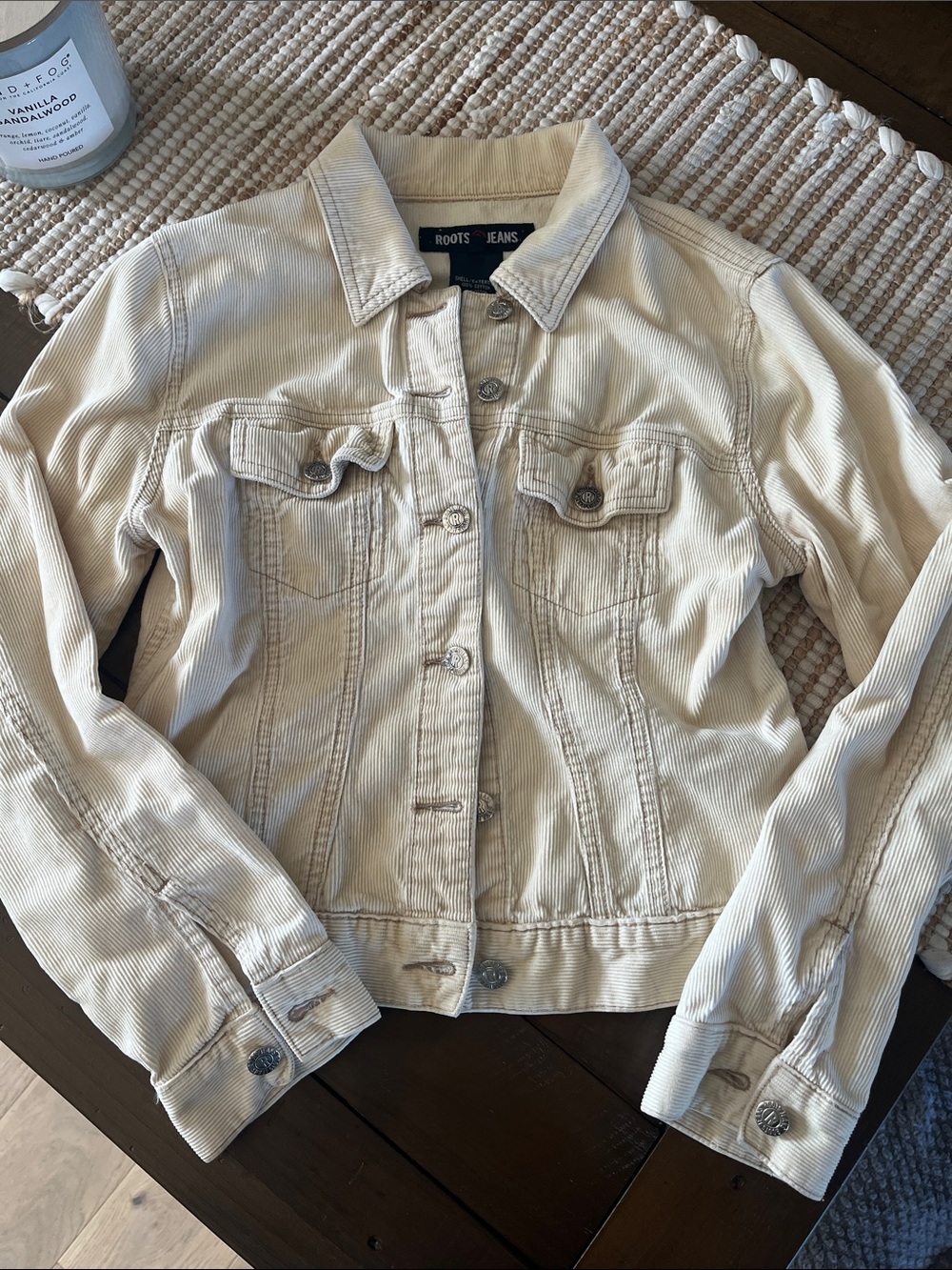 Roots Women's Cream Corduroy Jean Jacket